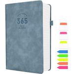 UIRIO EXTRA THICK Notebooks and Journals - College Ruled Notebooks for School - 365 Numbered Pages Year-Round Use - 100 GSM Premium Lined Paper Daily Journals for Women, Men, Work, Writing (Blue, A5)