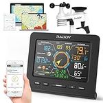 Raddy WF-100C Lite Weather Station 13-in-1 Wireless Indoor Outdoor with Temperature, Barometric, Humidity, Wind Gauge, Rain Gauge, Weather Forecast, Moon Phrase, Alarm Clock for Home, Garden