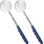 Copkim 2 Pcs Telescoping Inspection Mirror,29 Inch Mechanics Mirror Tool with Long Handle, Round Extendable Mirror on a Stick for Technicians Mechanics Contractors Checking Observation (Blue)