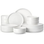 MALACASA Plates and Bowls Sets, 18 Piece Porcelain White Dinner Sets for 6 People Chip and Scratch Resistant Dinnerware Sets Modern Round Crockery Set, Dishwasher & Microwave Safe, Series Luna