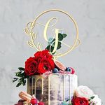 G Letter Monogram en Mirrored Cake Topper,Wedding Gold Cake Decoration Favors Cake Decorating Party Supplies