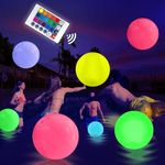 AEROQUEST Light up Beach Ball - 16" LED Floating Pool Ball Large Inflatable Pool Toys with 16 Colors Lights and 4 Modes with Remote Control Outdoor Pool Party Games (4 pcs)