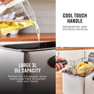 Swan 3L Deep Fryer – Stainless Steel Electric Kitchen Appliance