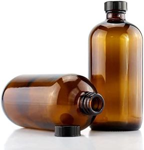 2 Pack 500ml Amber Glass Bottles with Black Cap Empty Refillable Brown Essential Oils Container