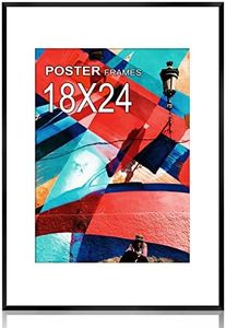 18x24 Poster Frame Matted to 16x20 Black Thin Aluminum Puzzle Artwork Canvas Art Painting Display Picture 16 x 20 with Mat Opening or 18 by 24 Without Mat Horizontal and Vertical for Wall Hanging