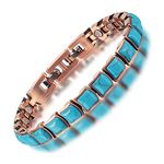 EnerMagiX Copper Bracelets for Women, 6.69inch Adjustable Copper Bracelet with Blue Turquoise, Fashion Jewelry Present (0037)