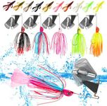 TOEWSN Spinner Baits for Bass Lures Popular 1/2 oz 5pcs Multi Colour Buzz Bait for bass Fishing Top Water Bass Lures Spinning Jigs Heads+10pcs Random Colors Rage Bug Style Beaver Creature Bait