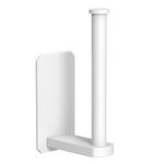 VAEHOLD Toilet Paper Holder Self Adhesive Kitchen Washroom Adhesive Toilet Roll Holder No Drilling for Bathroom Stick on Wall Stainless Steel Brushed (White)