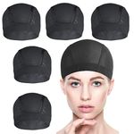 5 PACK Wig Caps for Wig Making - Stretchable Dome Mesh Wig Caps for Women Lace Front Wig(Black) (5pcs)