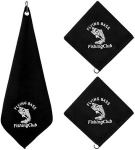 3 Pack 16’ x 16’ Black Microfiber Fishing Towels with Clip Camping Towel Hiking Towels Boat Towels Bait Towel Golf Towel For Man Women Camper Club Effective Cleaning of Fishing Gears Dirty Hands Body