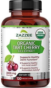 Zazzee USDA Organic Tart Cherry Extract, 120 Count, Vegan, 3000 mg Strength, Potent 10:1 Extract, USDA Certified Organic, Non-GMO and All-Natural
