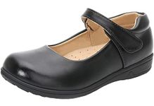 PPXID Girls Oxford Flats School Performance Uniform Dress Shoes Princess Mary Jane-Black 3 US Size