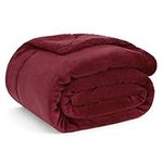 Bedsure Sherpa Fleece Throw Blanket - Fluffy Microfiber Solid Blankets for Bed and Couch Throw/Single Size, Red, 130x150cm