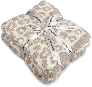 Super Soft Plush Leopard Blanket for Couch Lightweight Warm Fluffy Reversible Cheetah Throw Blanket for Sofa Bed Travel, Cream