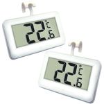 Fridge Thermometer Digital Refrigerator Thermometer, Suplong 2 Sets Digital Waterproof Fridge Freezer Thermometer With Easy to Read LCD Display (White-2)