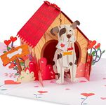 Paper Love 3D Dog House Pop Up Card, For Valentines Day, Birthday, Mothers Day, Adults or Kids, All Occasions - 5" x 7" Cover - Includes Envelope and Note Tag