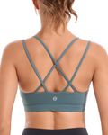 RUNNING GIRL Sports Bras for Women High Support,Criss-Cross Back Strappy Bra Moulded Cup High Impact Workout Crop Tops(WX3018 Ash Green S)