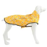 Mile High Life | Dog Raincoat | Adjustable Water Proof Pet Clothes | Lightweight Rain Jacket with Reflective Strip | Easy Step in Closure, Yellow Sun, X-Small