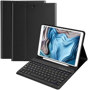 HOTLIFE Funda con Teclado para iPad 10.2 9th Gen 2021/iPad 8th 2020/iPad 7th 2019, Español Ñ con Inalámbrico Desmontable Teclado (QWERTY) para iPad Pro 10.5 2017/iPad Air 3 2019(Negro)