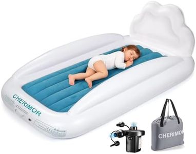 CHERIMOR Toddler Air Mattress with Electric Pump, Inflatable Toddler Travel Bed with Safety Sides, Portable Kids Blow Up Mattress for Travel, Camping Grandma Sleepovers Playing Air Bed, Gift for Kids