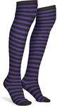 Skeleteen Purple and Black Socks - Over the Knee Striped Thigh High Costume Accessories Stockings for Men, Women and Kids