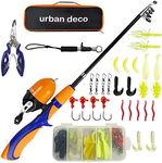 Urban Deco Kids Fishing Pole, Portable Telescopic Rod and Reel Combos Kids Fishing Rod Kit with Tackle Box for Boys,Girls,Youth,Beginner, Starter - Orange