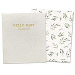 Peachly Unisex Baby Memory Book | Baby Book | Baby First Year Baby Book Keepsake for Milestones | Baby Books First Year Memory Book | Baby Scrapbook for Boy Girl Milestones | Natural Linen - Olive