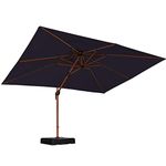 PURPLE LEAF 9' X 12' Wood Pattern Patio Umbrella Outdoor Luxury Cantilever Umbrella with 360° Rotation Rectangle Umbrellas Windproof Offset Umbrella Heavy Duty Sun Umbrella for Garden, Deck, Table, Backyard and Pool, Navy Blue