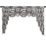 NAPEARL Grey Valance Curtains Jacquard Waterfall Window Curtain Damask Curtain for Living Room Formal Dining Room (1 Grey Valance, 80 Inch Wide)