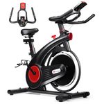 PowerMax Fitness B-S2 Exercise Spin Bike with 14 Kg Flywheel, Adjustable Resistance, LCD Monitor and Heart Rate Sensor for Fitness at Home; Home Workouts (Max Weight Capacity: 140 kg) Black