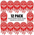 Chemical Guys Hanging Air Freshener, Fresh Cherry Scent 12 Pack, Great for Cars, Trucks, SUVs, RVs, Home, Garage, Workspace, Dorm Room & More (4 x 3 Packs) - AIR40604