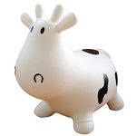 White Cow Bouncer with Hand Pump, Inflatable Space Hopper, Ride-on Bouncy Animal