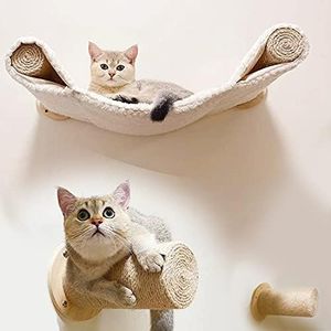 Cat Hammock Wall Mounted with Two Large Steps - Wall Shelves and Perches for Cats - Premium Kitty Wall Furniture for Sleeping, Playing, Climbing, and Lounging