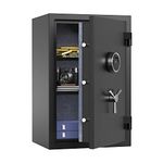 RPNB Digital Fireproof Safe Box, Biometric Fingerprint Fire Proof Safe with Touch Screen, Removable Shelf and 3 Spoke Safe Handle, Suitable for Home Office Hotel, 60 L, Black