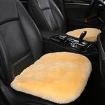 MLOVESIE Genuine Sheepskin Auto Seat Pad, Australian Soft Wool Seat Cover Comfort Warm with Non-Slip Backing Universal Fit,49cm*49cm (Beige)