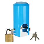 Dytiying Outdoor Faucet Lock System Child Safty Anti-Theft Water Faucet Lock Multifunctional Iron Water Tap Lock Protective Lock for Park Garden (Blue)