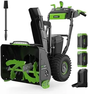 60V Self-Propelled 24-Inch Cordless Snow Blower, 20" Intake Height, 200° Adjustable Chute & 0–80° Deflector, Throws up to 50 ft, LED Headlight, (2) 10Ah Batteries & Charger Included