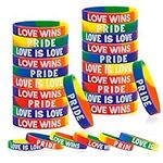 60 Pcs Rainbow Pride Wristbands Gay
