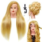 D-DIVINE 100% Curling Dummy |Blonde Hair Dummy for Advance Hair Styling Practice, Cutting, Curling and All Other Purposes |85% Real Human Hair Dummy | Hair Color: Blonde | Hair Length: 28 Inches