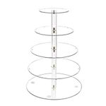 Vdomus 5 Tier Acrylic Cupcake Stand with Display LED String Lights Pastry Cake Stand Dessert Tree Cupcake Stand Tower for Birthday, Wedding Party Celebration, Round