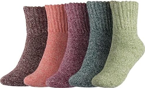 BenSorts Thick Boots Socks for Women Warm Cozy Crew Booties Socks for Female Darkgreen Green Pink Rose Red 5 Pairs Pack