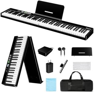 Rhymo Portable Piano Keyboard, 88 Key Semi-Weighted Folding Digital Piano | Full Size Travel Piano with LCD Display, Sustain Pedal & Earbuds for Adult Beginners