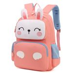 ArcEnCiel mini backpack for kids，pink bunny Travel Bag for girls cute toddler school small lightweight 15 inch Daycare Backpack, Pink&white