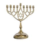 Adonai Hardware 12 Inch Hanukkah Menorah Pure Solid Brass Candle Stand - Polish Unlacquered