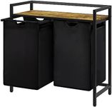 Lifewit Laundry Basket, 2 Section Pull out Laundry Clothes Hamper with Large Top Shelf and 2 Removable Bags and Handles, Laundry Sorter for Laundry Room Bedroom Bathroom and Dorm, Black