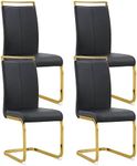 AISYKOD Dining Chairs Set of 4, Modern Dining Room Chairs with Faux Leather Upholstered Seat High Back and Sturdy Chrome Legs, Sillas De Comedor Chairs for Dining Room, Kitchen, Living Room,Black