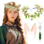 JeVenis Set of 3 Fairy Renaissance Elf Costume Gloves Renaissance Headpiece Woodland Fairy Crown Headband Elf Ears Forest Elf Renaissance Halloween Wedding Bridal Shower