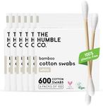 The Humble Co Bamboo Cotton Swabs, 600 Count - White Cotton Buds for Ears, Makeup, Baby Care & Cleaning - Personal Hygiene Essentials & Toiletries - Daily Products for Travel & Home