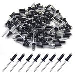 BESTYCHAO 100pcs Aluminium Blind Rivet 4.8mm x 12.7mm, Open End Rivet Pop Rivet, Pack of 100 (Black)