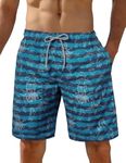 iCKER Mens Swim Shorts Swimming Trunks 3D Print Beach Shorts Boardshorts for Summer,Blue STK313,4XL